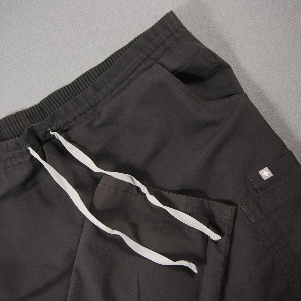FIGS YOLA Skinny Gary Drawstring Women Scrub Pant XL/P Black Dental Work tw2000p